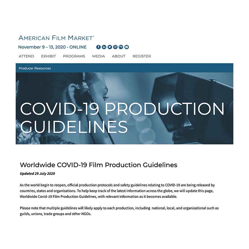 AFM Worldwide COVID-19 Film Production Guidelines